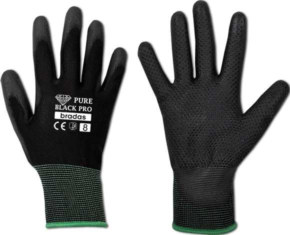 Рукавички садові BRADAS Pure Black Pro розмір 9, 12 пар Чорні (RWPBCP9)